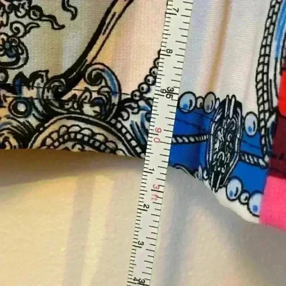 MSK Sleeveless Baroque Print 3-Ring Dress. Blue/Coral/Red Abstract Size Medium - Picture 8 of 12